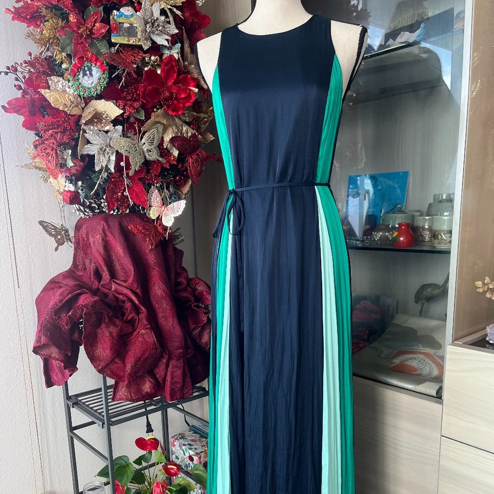 NWT-Banana Republic Multi Colored Long Dress (shades of green and navy)